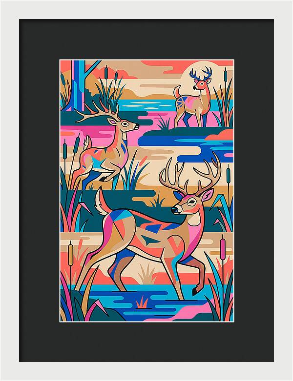 Marsh Deer In Vibrant Landscape