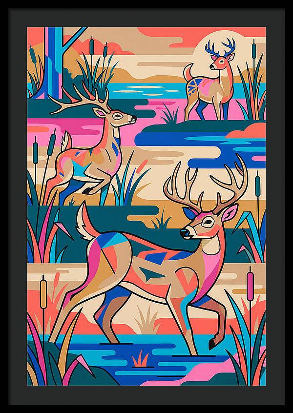 Marsh Deer In Vibrant Landscape