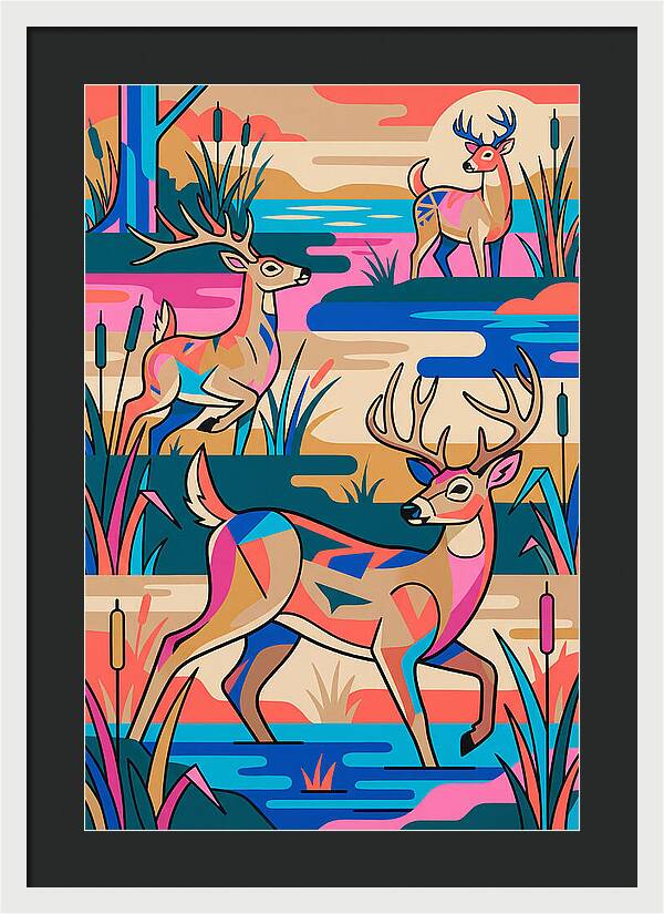 Marsh Deer In Vibrant Landscape