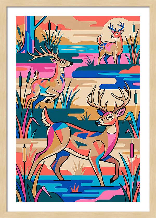 Marsh Deer In Vibrant Landscape