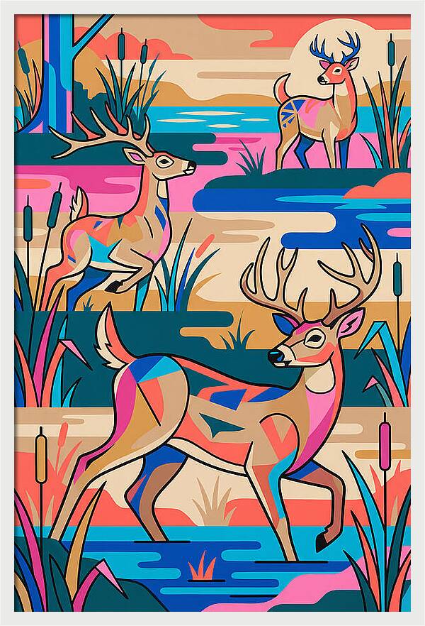 Marsh Deer In Vibrant Landscape