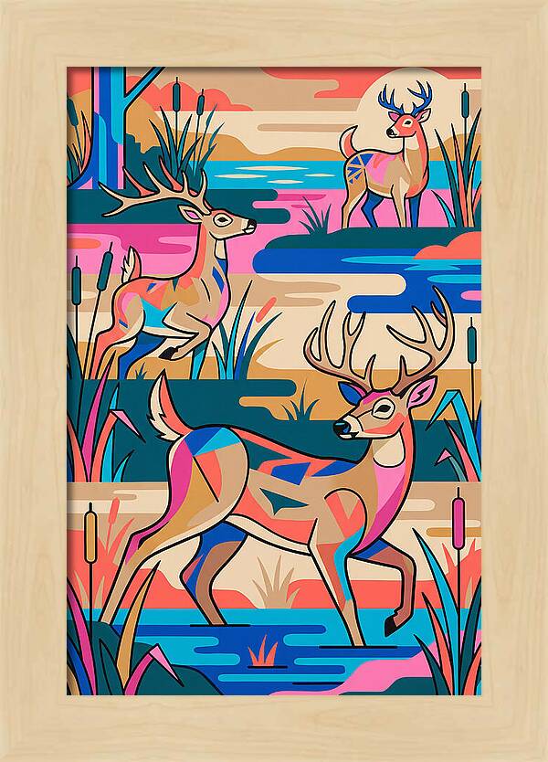 Marsh Deer In Vibrant Landscape