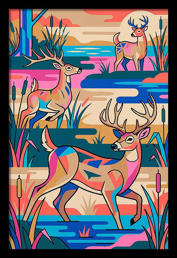 Marsh Deer In Vibrant Landscape