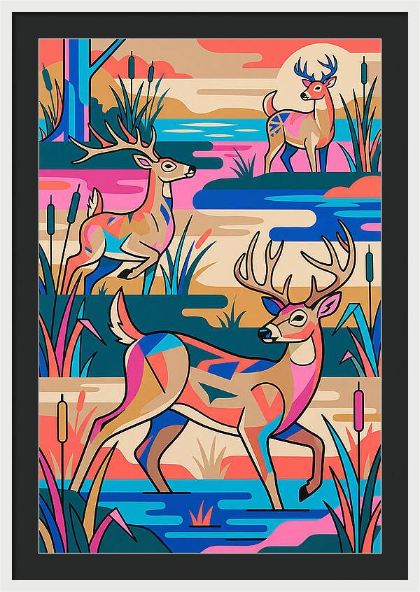 Marsh Deer In Vibrant Landscape