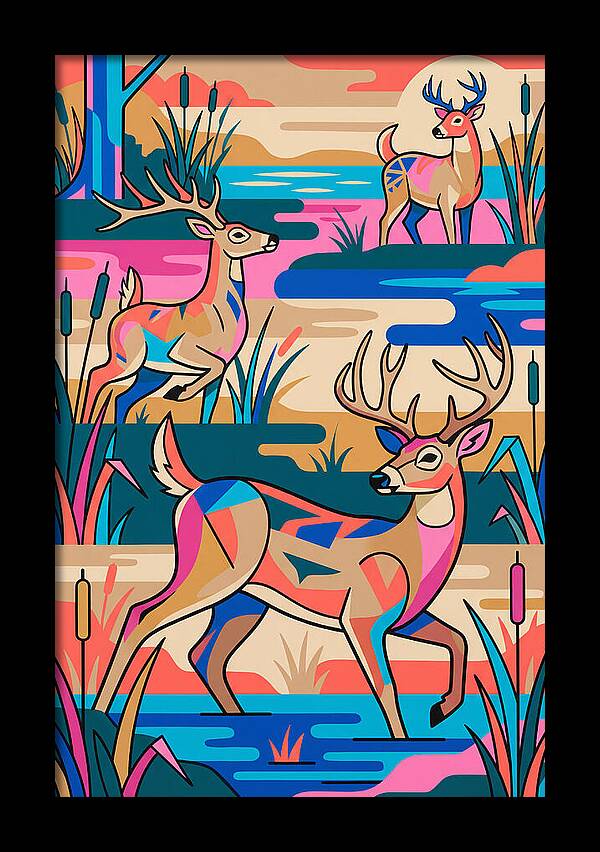 Marsh Deer In Vibrant Landscape