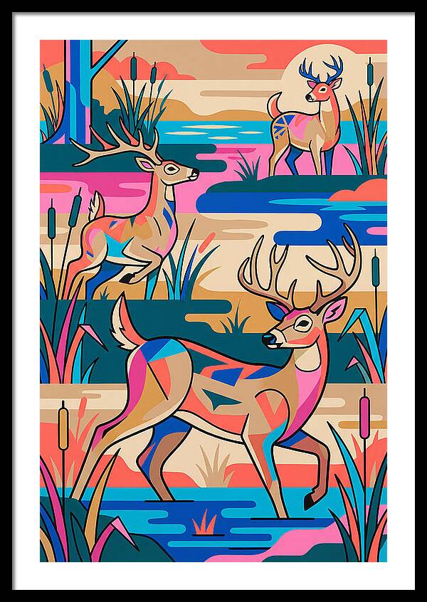 Marsh Deer In Vibrant Landscape