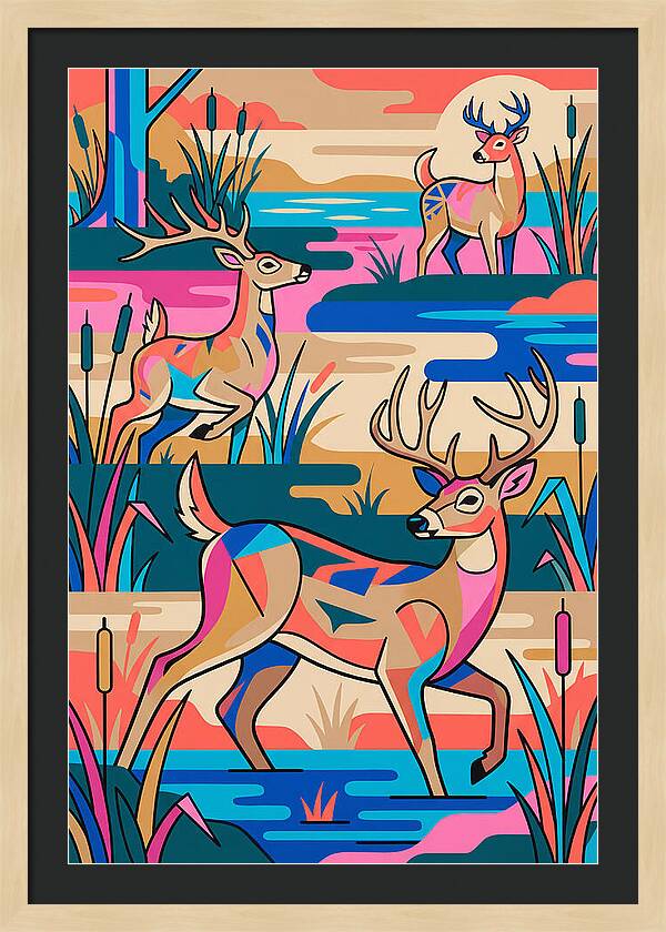 Marsh Deer In Vibrant Landscape