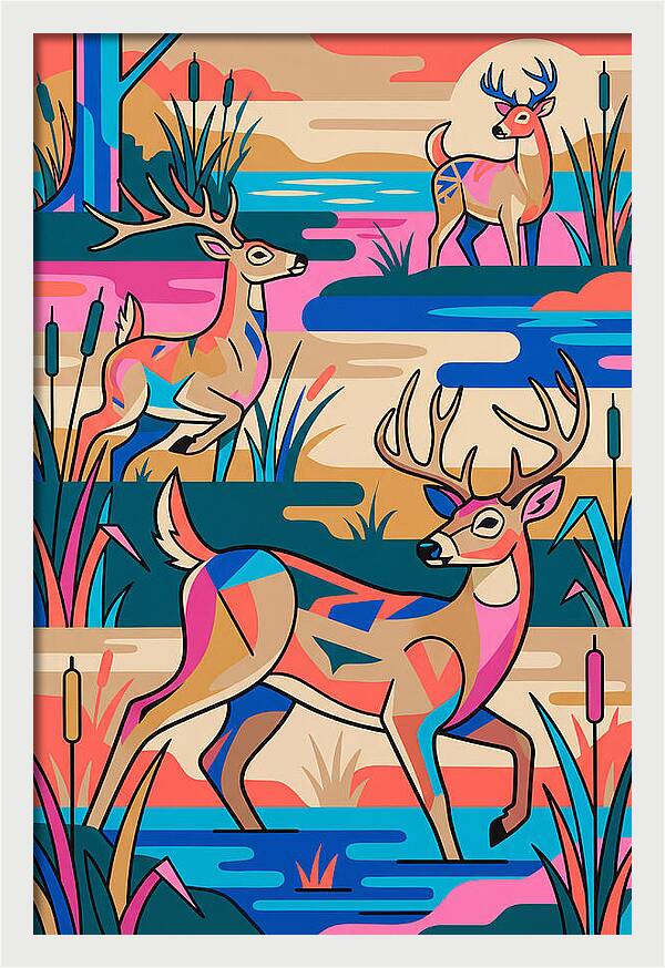 Marsh Deer In Vibrant Landscape