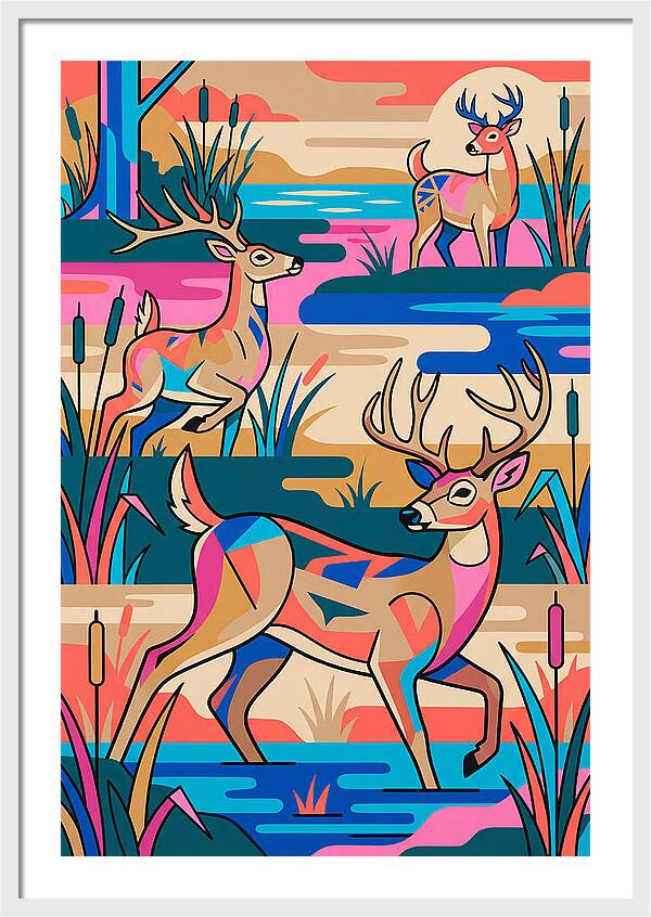 Marsh Deer In Vibrant Landscape
