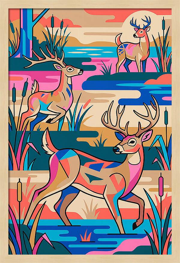 Marsh Deer In Vibrant Landscape