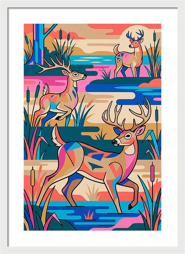 Marsh Deer In Vibrant Landscape