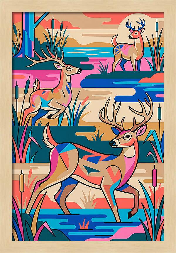 Marsh Deer In Vibrant Landscape