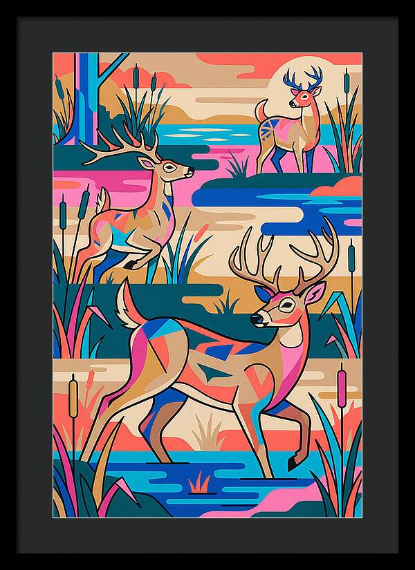 Marsh Deer In Vibrant Landscape