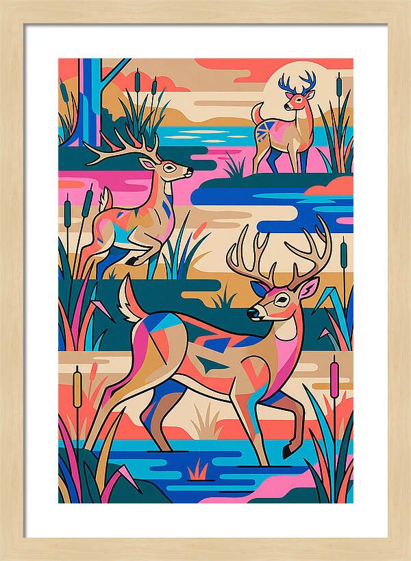Marsh Deer In Vibrant Landscape