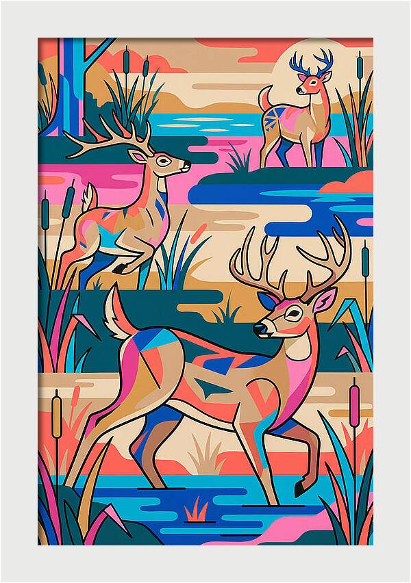 Marsh Deer In Vibrant Landscape