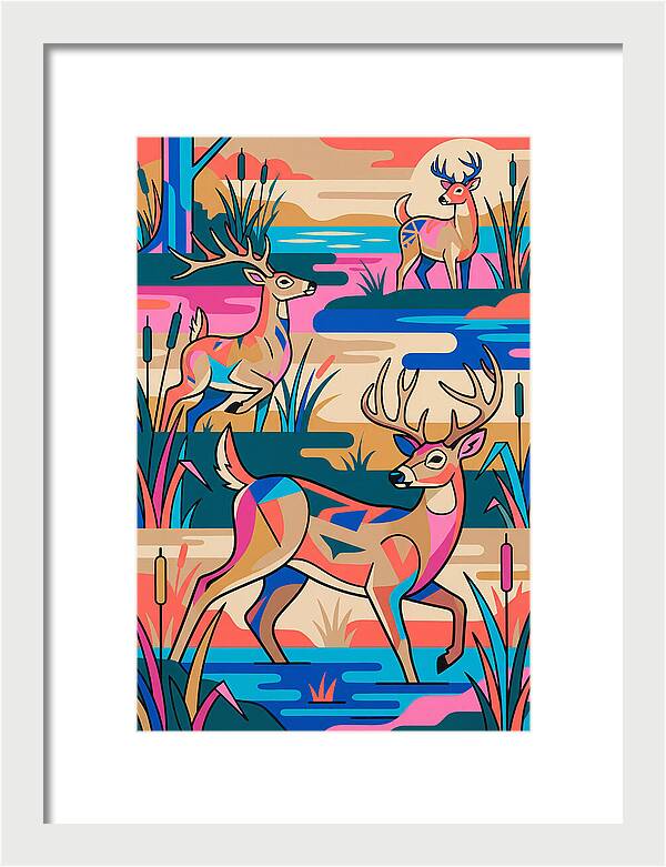 Marsh Deer In Vibrant Landscape