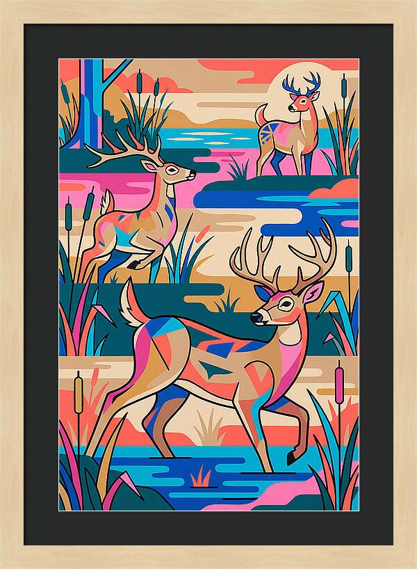 Marsh Deer In Vibrant Landscape