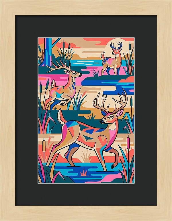 Marsh Deer In Vibrant Landscape