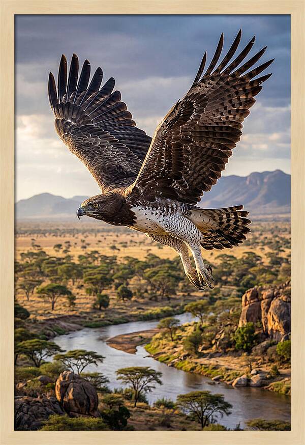 Martial Eagle Soaring Over Africa