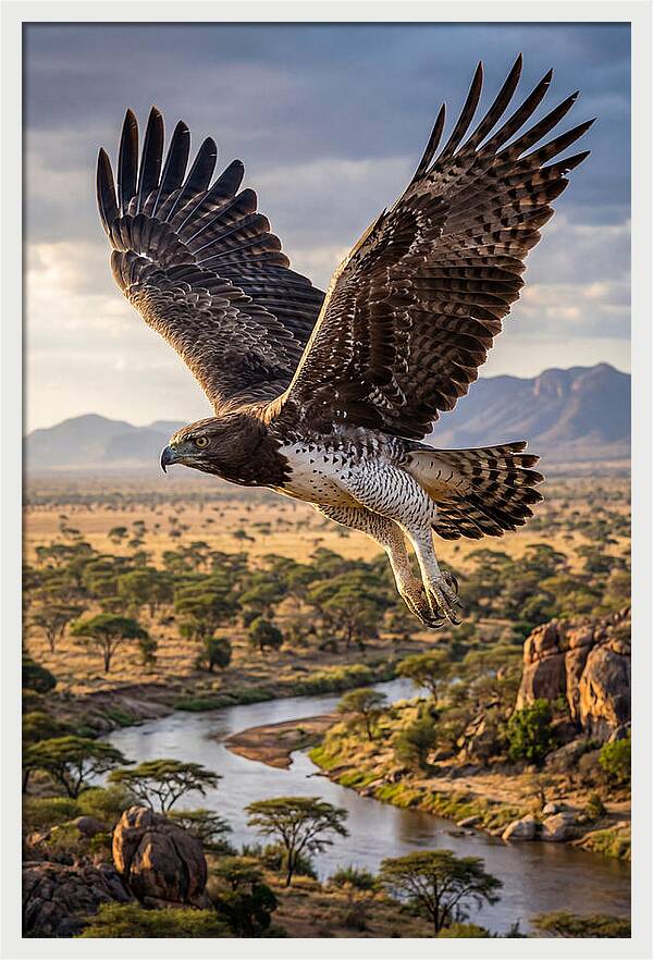 Martial Eagle Soaring Over Africa