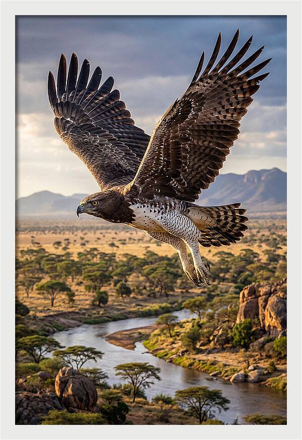 Martial Eagle Soaring Over Africa