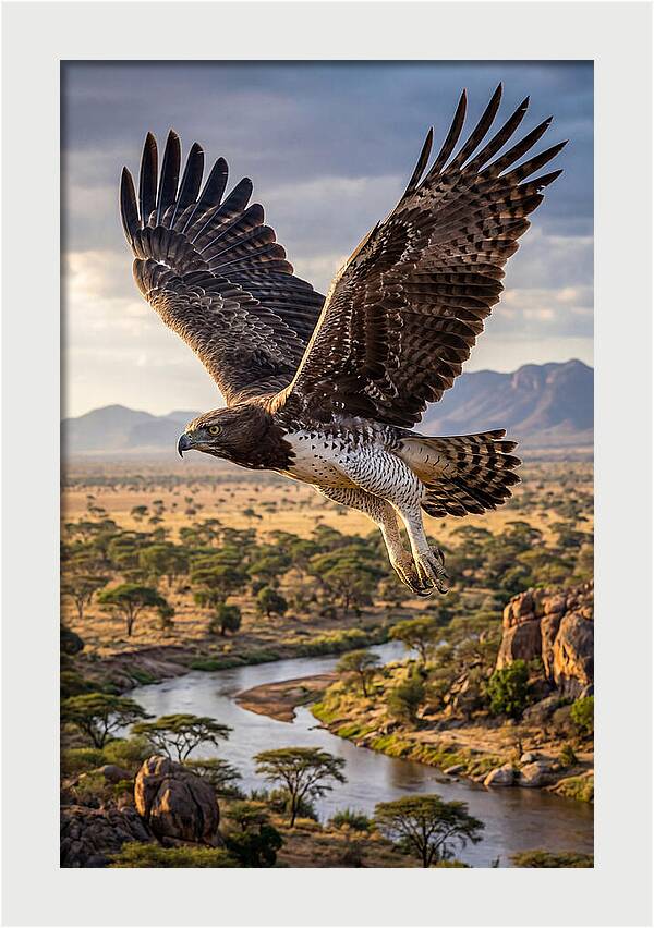 Martial Eagle Soaring Over Africa