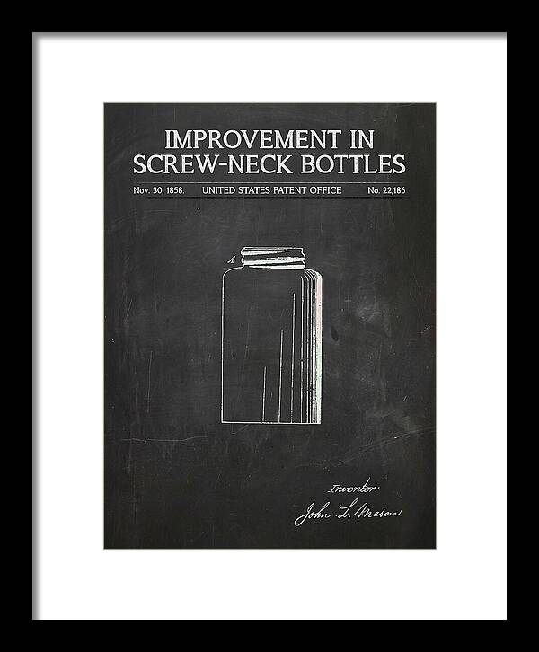 Mason Jar Screw Neck Bottle Chalkboard Patent Us22186a