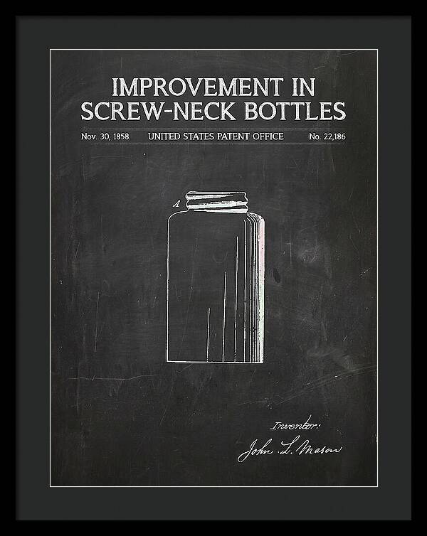 Mason Jar Screw Neck Bottle Chalkboard Patent Us22186a