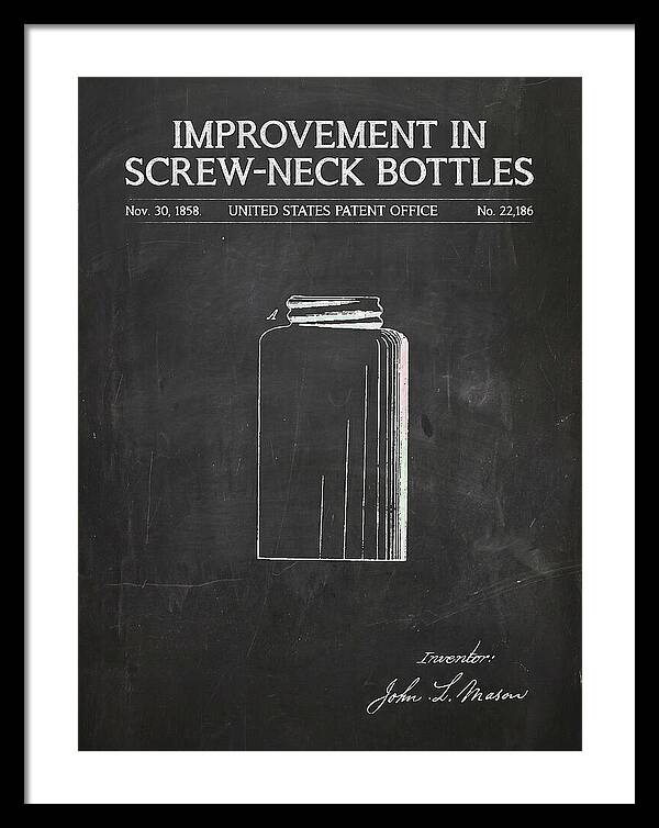 Mason Jar Screw Neck Bottle Chalkboard Patent Us22186a