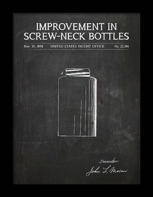 Mason Jar Screw Neck Bottle Chalkboard Patent Us22186a
