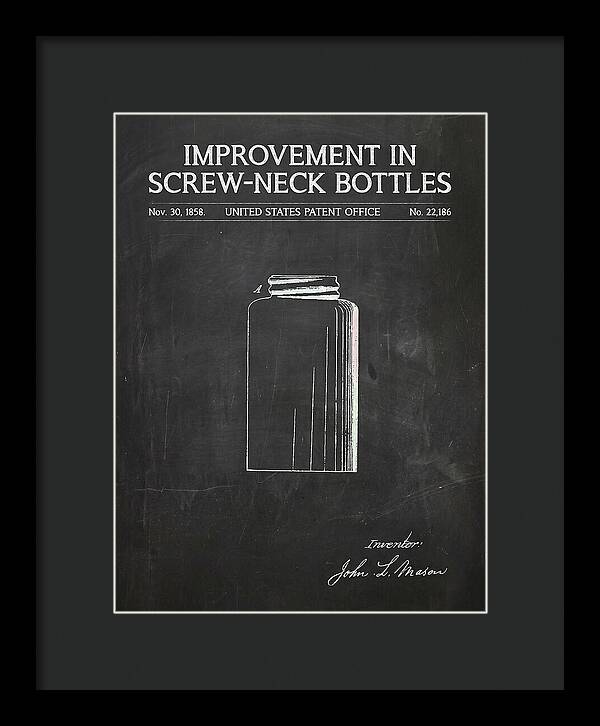 Mason Jar Screw Neck Bottle Chalkboard Patent Us22186a