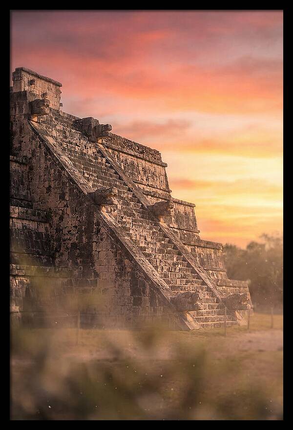Massive Stone Pyramid At Sunset