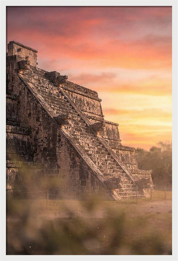 Massive Stone Pyramid At Sunset