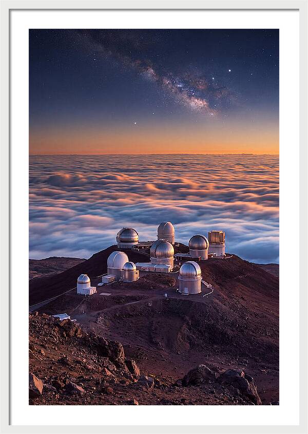 Mauna Kea Summit Observatories At Sunset
