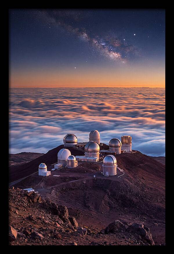 Mauna Kea Summit Observatories At Sunset