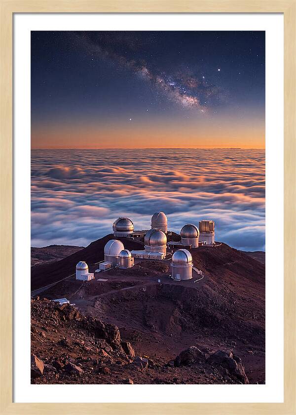 Mauna Kea Summit Observatories At Sunset