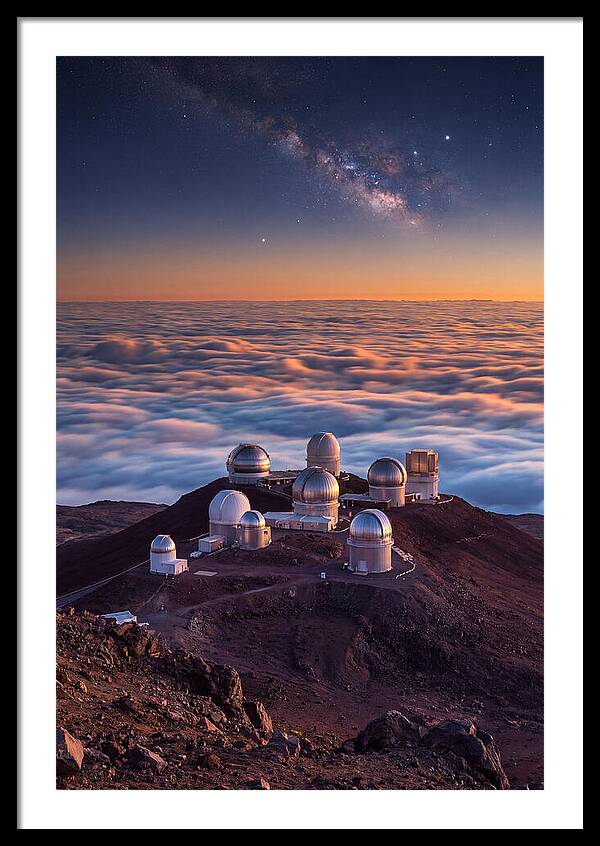 Mauna Kea Summit Observatories At Sunset