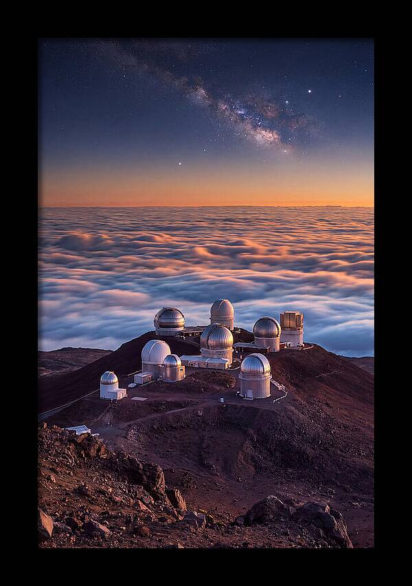 Mauna Kea Summit Observatories At Sunset