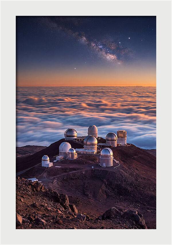 Mauna Kea Summit Observatories At Sunset