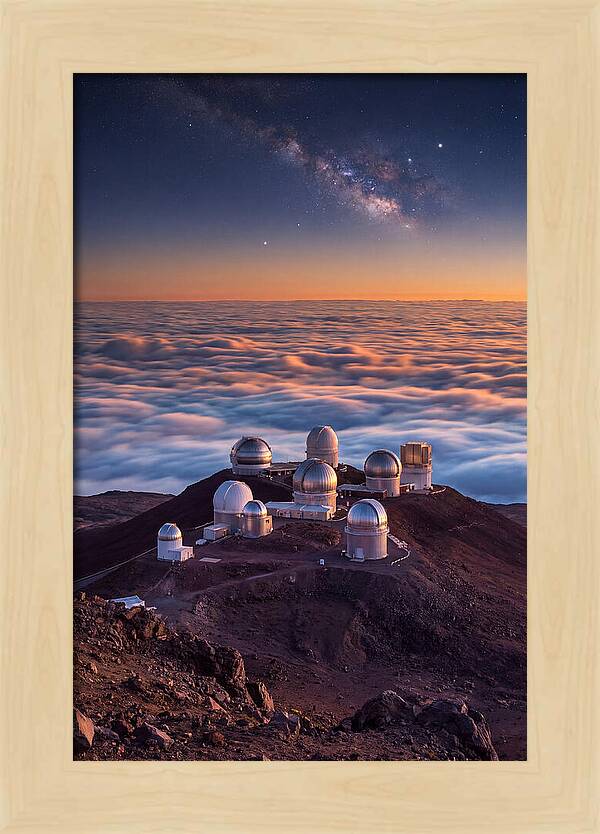 Mauna Kea Summit Observatories At Sunset