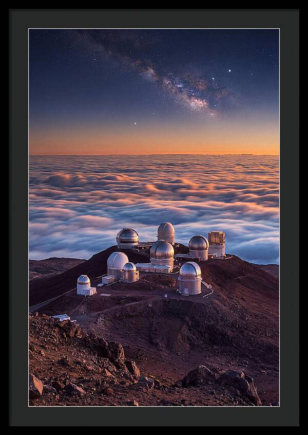 Mauna Kea Summit Observatories At Sunset
