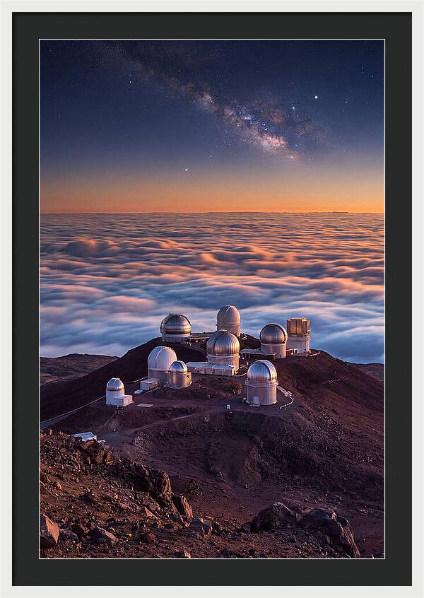 Mauna Kea Summit Observatories At Sunset