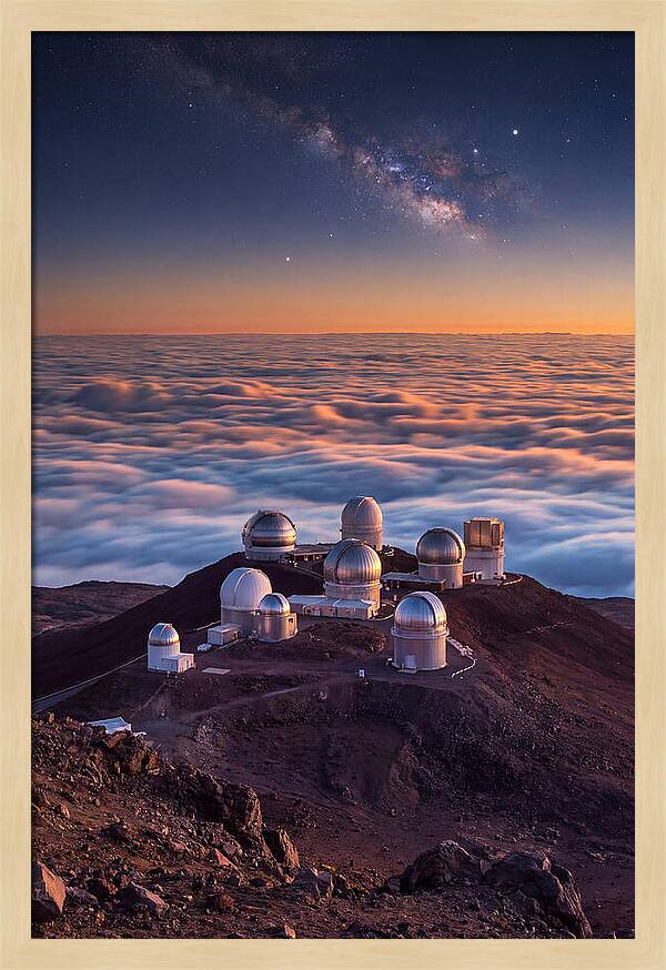 Mauna Kea Summit Observatories At Sunset