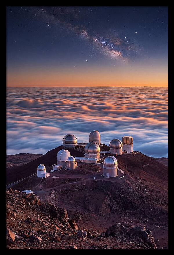 Mauna Kea Summit Observatories At Sunset