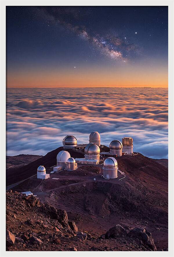 Mauna Kea Summit Observatories At Sunset