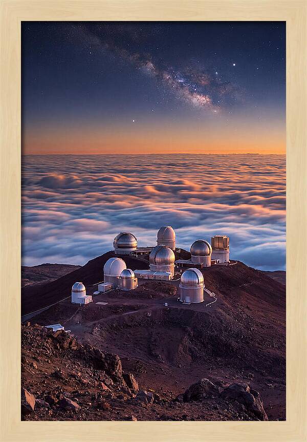 Mauna Kea Summit Observatories At Sunset
