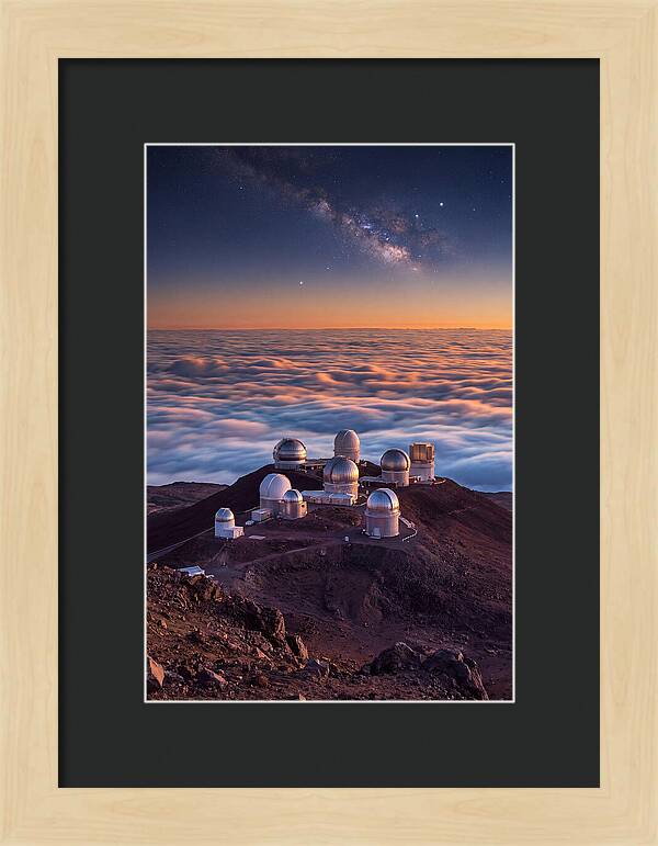 Mauna Kea Summit Observatories At Sunset
