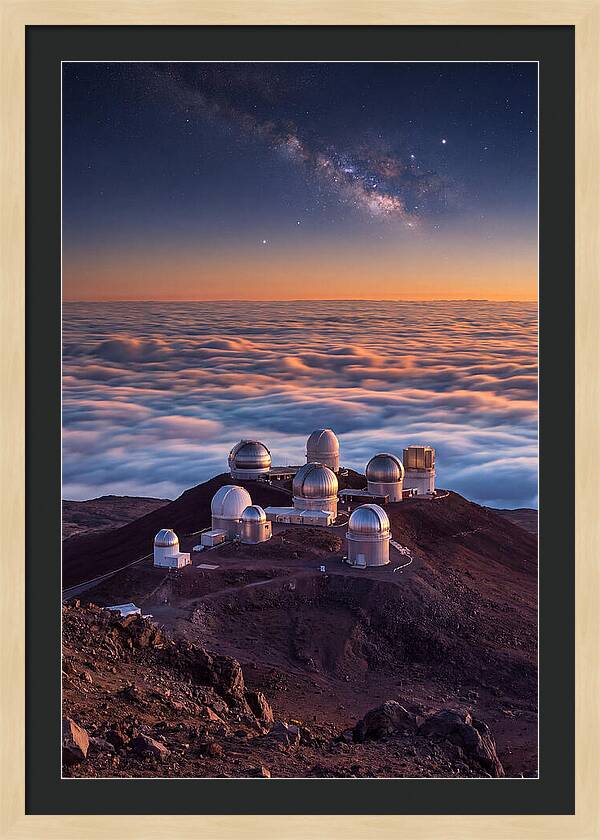 Mauna Kea Summit Observatories At Sunset