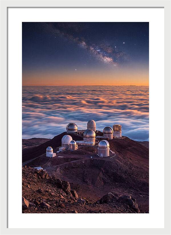 Mauna Kea Summit Observatories At Sunset