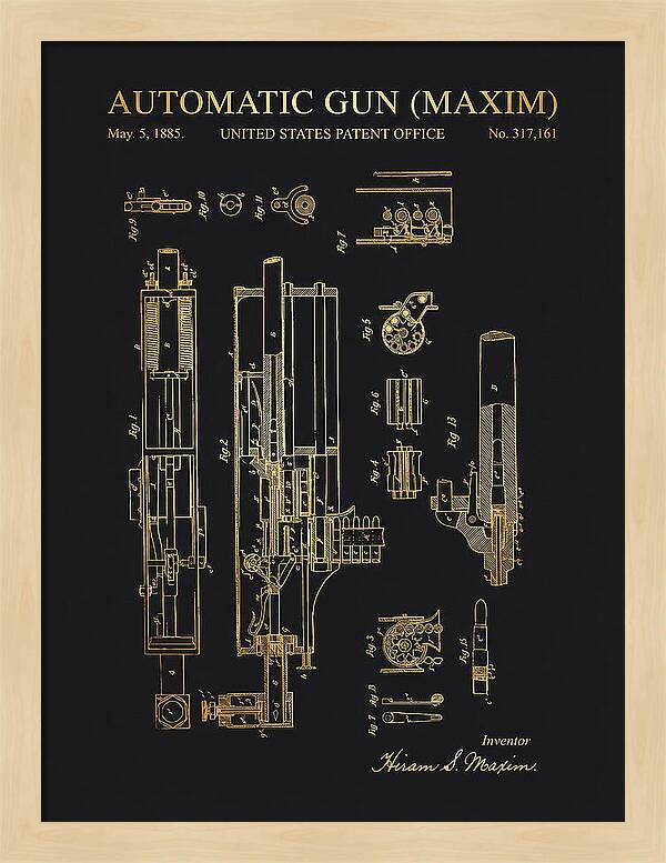 Maxim Machine Gun Maxim Gold Patent Us317161